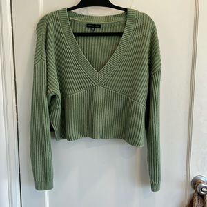 Kendall & Kylie matcha green cropped knit long sleeve size small